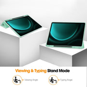 For Samsung Galaxy Tab S9 FE+ / S10+ 3-Fold Pure Color TPU Smart Leather Tablet Case with Pen Slot(Mint Green)
