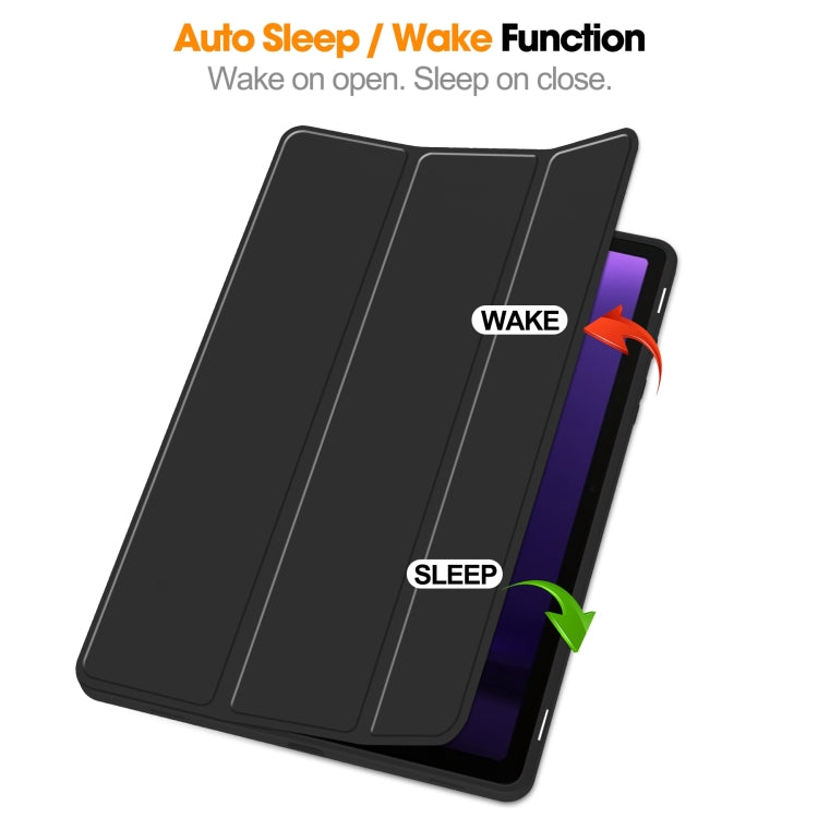 For Samsung Galaxy Tab S9 FE 3-Fold Pure Color TPU Smart Leather Tablet Case with Pen Slot(Black) - Galaxy Tab S9 FE by PMC TechLife | Online Shopping South Africa | PMC TechLife