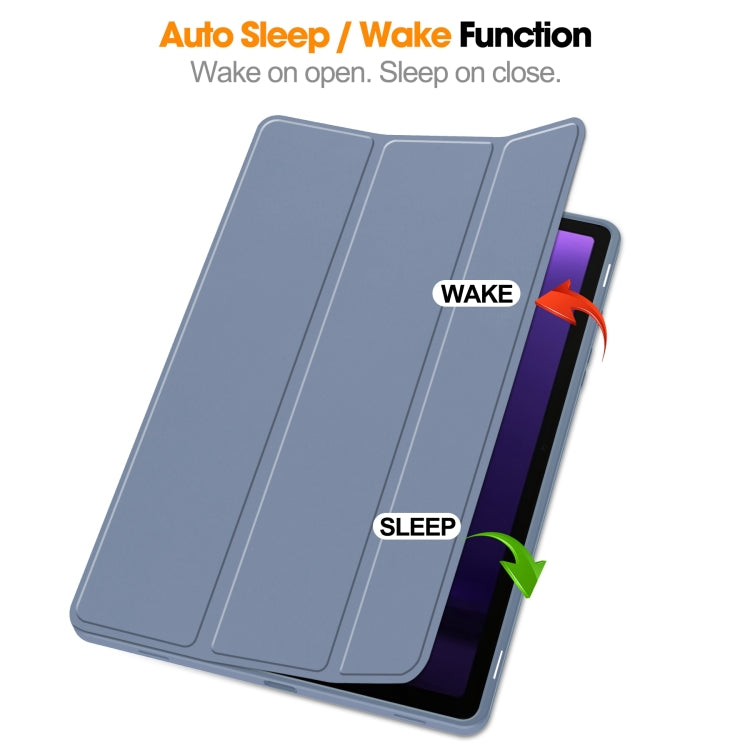 For Samsung Galaxy Tab S9 FE 3-Fold Pure Color TPU Smart Leather Tablet Case with Pen Slot(Lavender) - Galaxy Tab S9 FE by PMC TechLife | Online Shopping South Africa | PMC TechLife