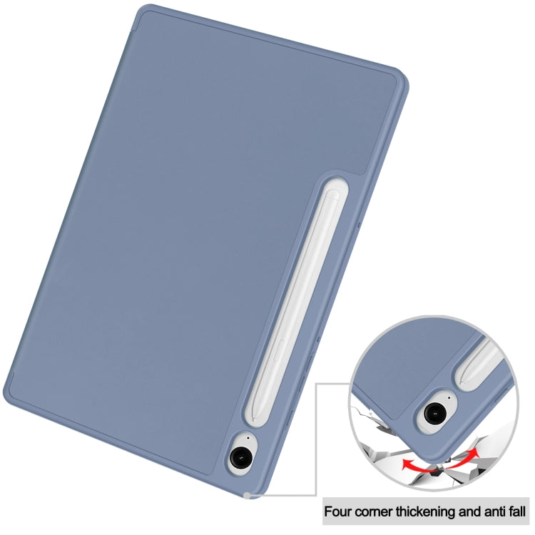 For Samsung Galaxy Tab S9 FE 3-Fold Pure Color TPU Smart Leather Tablet Case with Pen Slot(Lavender) - Galaxy Tab S9 FE by PMC TechLife | Online Shopping South Africa | PMC TechLife