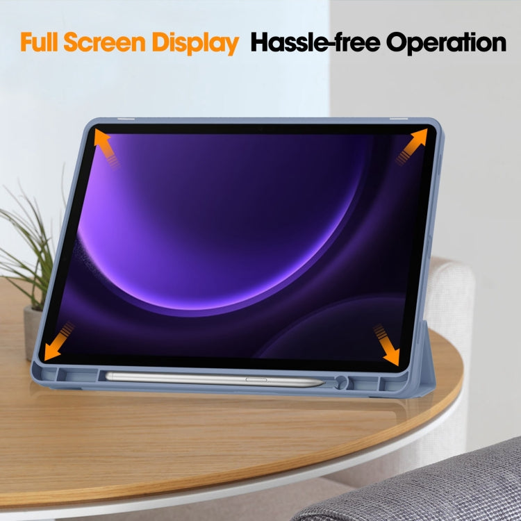 For Samsung Galaxy Tab S9 FE 3-Fold Pure Color TPU Smart Leather Tablet Case with Pen Slot(Lavender) - Galaxy Tab S9 FE by PMC TechLife | Online Shopping South Africa | PMC TechLife