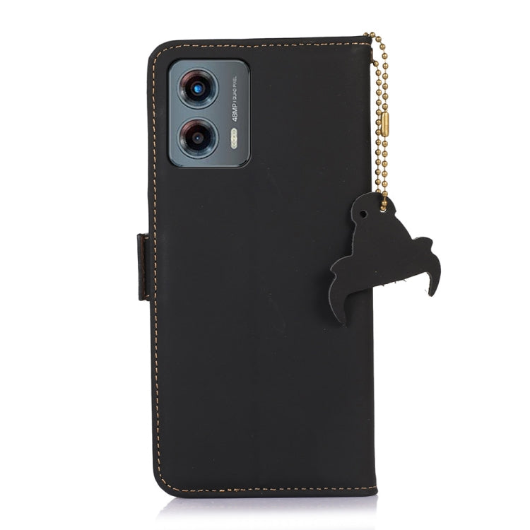 For Motorola Moto G 5G 2023 Genuine Leather Magnetic RFID Leather Phone Case(Black) - Motorola Cases by PMC TechLife | Online Shopping South Africa | PMC TechLife | Buy Now Pay Later Mobicred