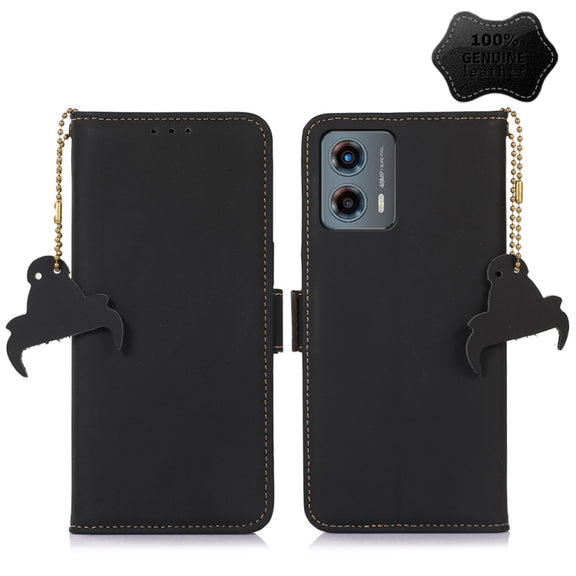 For Motorola Moto G 5G 2023 Genuine Leather Magnetic RFID Leather Phone Case(Black)