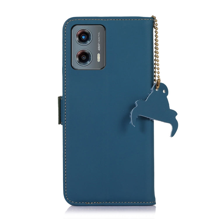 For Motorola Moto G 5G 2023 Genuine Leather Magnetic RFID Leather Phone Case(Blue) - Motorola Cases by PMC TechLife | Online Shopping South Africa | PMC TechLife | Buy Now Pay Later Mobicred