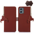 For Motorola Moto G 5G 2023 Genuine Leather Magnetic RFID Leather Phone Case(Coffee) - Motorola Cases by PMC TechLife | Online Shopping South Africa | PMC TechLife | Buy Now Pay Later Mobicred