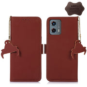 For Motorola Moto G 5G 2023 Genuine Leather Magnetic RFID Leather Phone Case(Coffee)