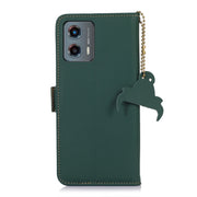 For Motorola Moto G 5G 2023 Genuine Leather Magnetic RFID Leather Phone Case(Green)
