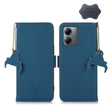 For Motorola Moto G14 4G Genuine Leather Magnetic RFID Leather Phone Case(Blue) - Motorola Cases by PMC TechLife | Online Shopping South Africa | PMC TechLife | Buy Now Pay Later Mobicred