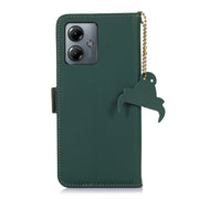 For Motorola Moto G14 4G Genuine Leather Magnetic RFID Leather Phone Case(Green)