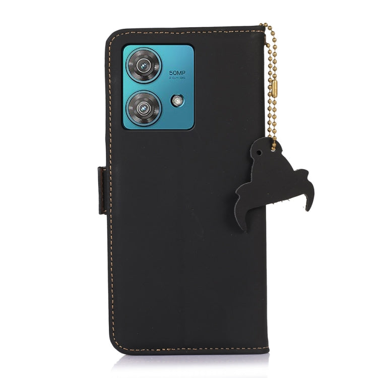 For Motorola Edge 40 Neo Genuine Leather Magnetic RFID Leather Phone Case(Black) - Motorola Cases by PMC TechLife | Online Shopping South Africa | PMC TechLife | Buy Now Pay Later Mobicred