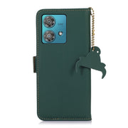 For Motorola Edge 40 Neo Genuine Leather Magnetic RFID Leather Phone Case(Green)