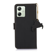 For Motorola Moto G54 5G Genuine Leather Magnetic RFID Leather Phone Case(Black)