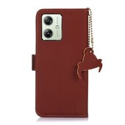 For Motorola Moto G54 5G Genuine Leather Magnetic RFID Leather Phone Case(Coffee)