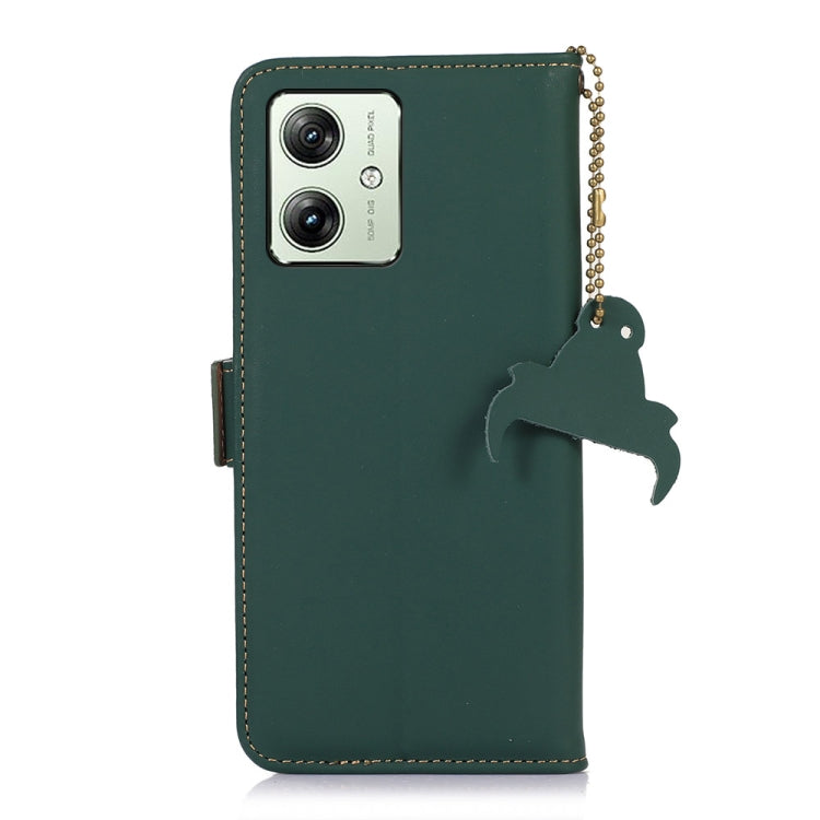 For Motorola Moto G54 5G Genuine Leather Magnetic RFID Leather Phone Case(Green)
