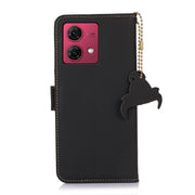 For Motorola Moto G84 5G Genuine Leather Magnetic RFID Leather Phone Case(Black)