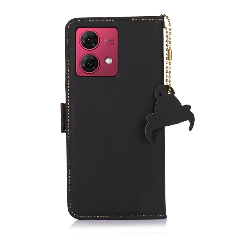 For Motorola Moto G84 5G Genuine Leather Magnetic RFID Leather Phone Case(Black)