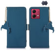 For Motorola Moto G84 5G Genuine Leather Magnetic RFID Leather Phone Case(Blue) - Motorola Cases by PMC TechLife | Online Shopping South Africa | PMC TechLife | Buy Now Pay Later Mobicred