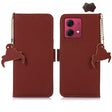 For Motorola Moto G84 5G Genuine Leather Magnetic RFID Leather Phone Case(Coffee) - Motorola Cases by PMC TechLife | Online Shopping South Africa | PMC TechLife | Buy Now Pay Later Mobicred