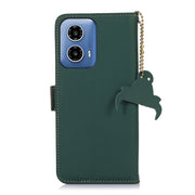 For Motorola Moto G34 Genuine Leather Magnetic RFID Leather Phone Case(Green)