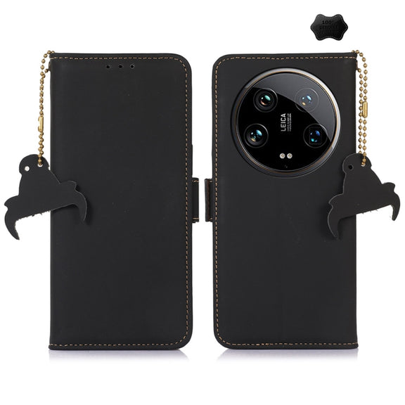 For Motorola Moto G24 / G04 Genuine Leather Magnetic RFID Leather Phone Case(Black)