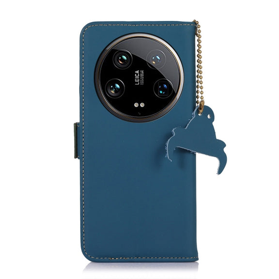 For Motorola Moto G24 / G04 Genuine Leather Magnetic RFID Leather Phone Case(Blue)