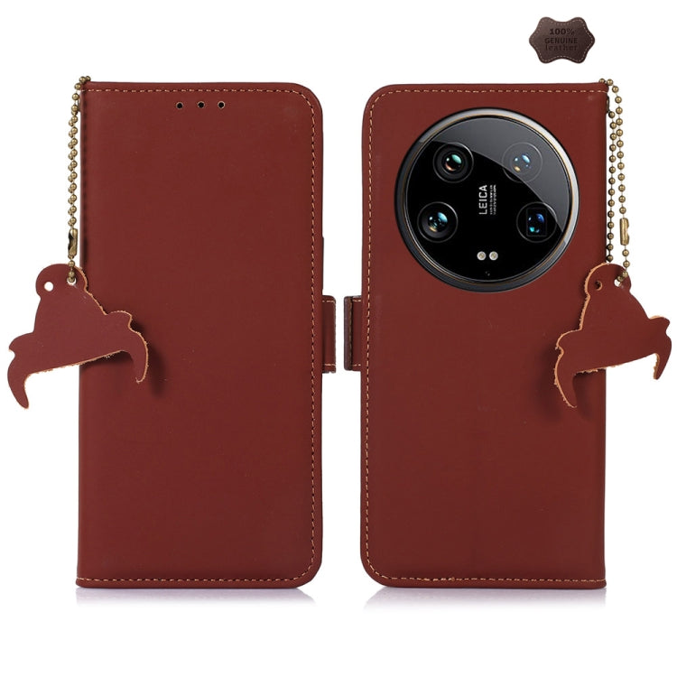 For Motorola Moto G24 / G04 Genuine Leather Magnetic RFID Leather Phone Case(Coffee) - Motorola Cases by PMC TechLife | Online Shopping South Africa | PMC TechLife | Buy Now Pay Later Mobicred