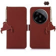 For Motorola Moto G24 / G04 Genuine Leather Magnetic RFID Leather Phone Case(Coffee) - Motorola Cases by PMC TechLife | Online Shopping South Africa | PMC TechLife | Buy Now Pay Later Mobicred