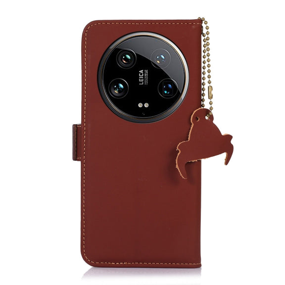 For Motorola Moto G24 / G04 Genuine Leather Magnetic RFID Leather Phone Case(Coffee)