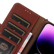 For Motorola Moto G24 / G04 Genuine Leather Magnetic RFID Leather Phone Case(Coffee)