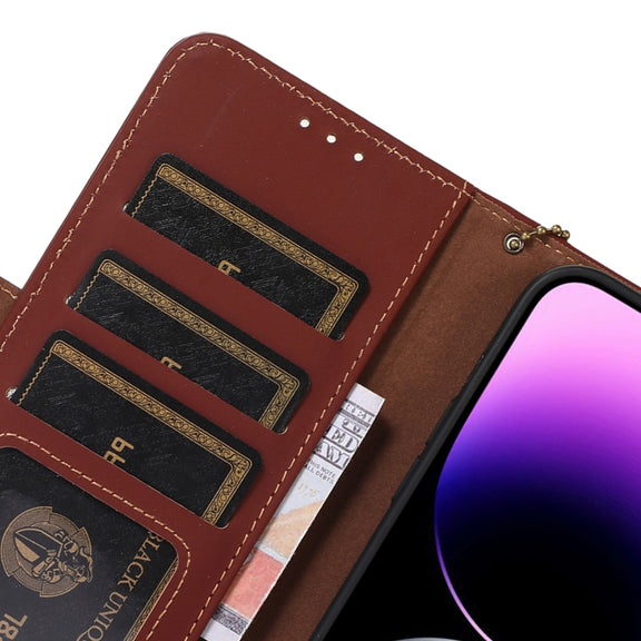 For Motorola Moto G24 / G04 Genuine Leather Magnetic RFID Leather Phone Case(Coffee)