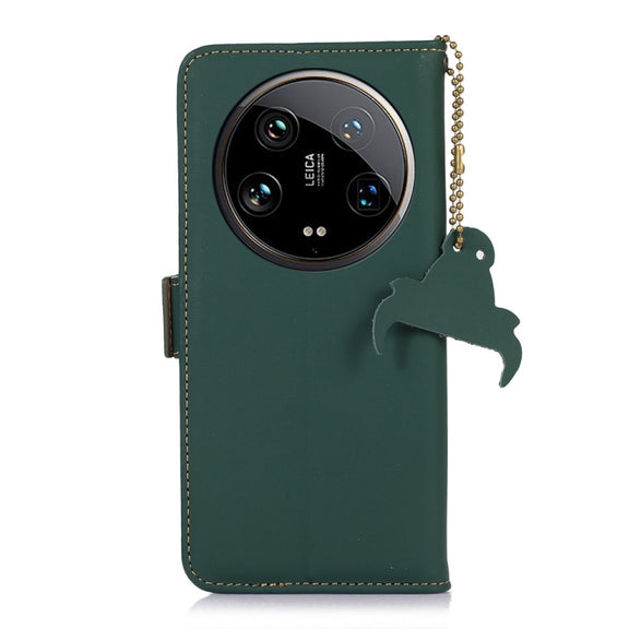 For Motorola Moto G24 / G04 Genuine Leather Magnetic RFID Leather Phone Case(Green)