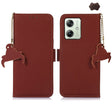 For Motorola Moto G64 5G Genuine Leather Magnetic RFID Leather Phone Case(Coffee) - Motorola Cases by PMC TechLife | Online Shopping South Africa | PMC TechLife | Buy Now Pay Later Mobicred