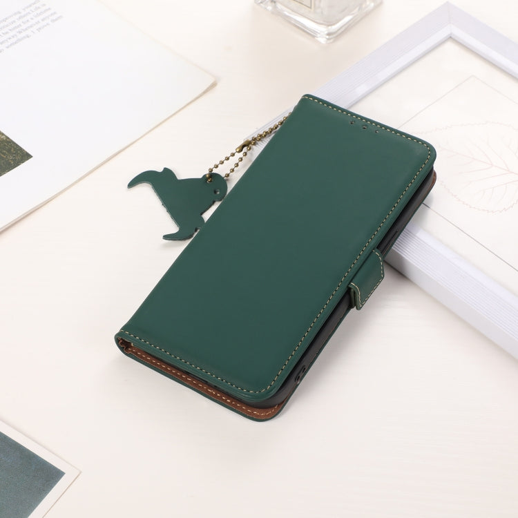 For Motorola Moto G64 5G Genuine Leather Magnetic RFID Leather Phone Case(Green) - Motorola Cases by PMC TechLife | Online Shopping South Africa | PMC TechLife | Buy Now Pay Later Mobicred