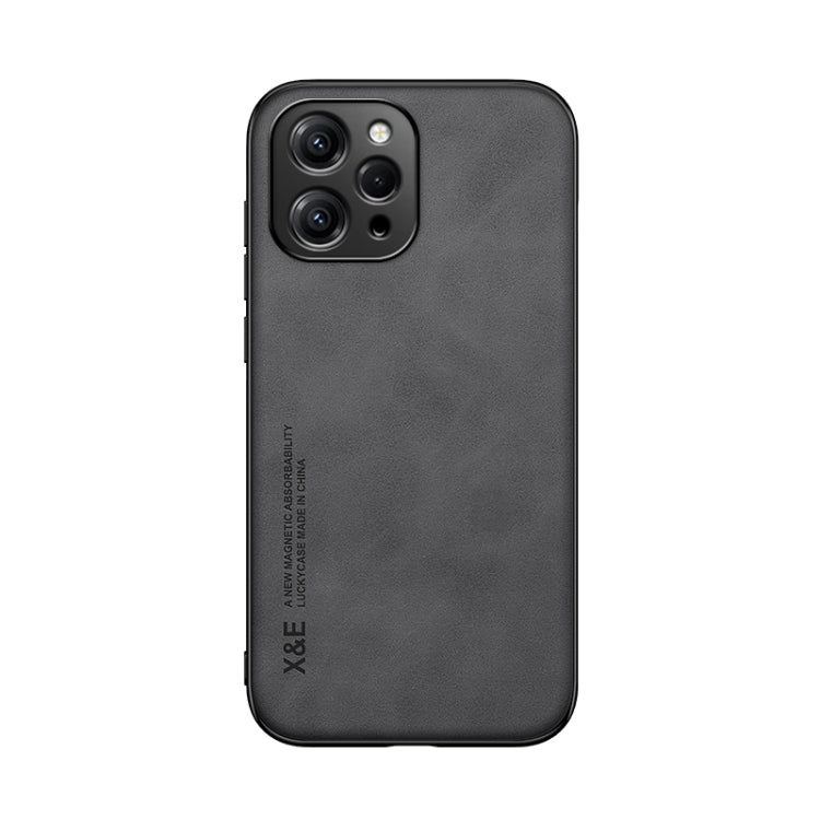 For Xiaomi Redmi 12 4G Skin Feel Magnetic Leather Back Phone Case(Dark Grey) - Xiaomi Cases by PMC TechLife | Online Shopping South Africa | PMC TechLife | Buy Now Pay Later Mobicred