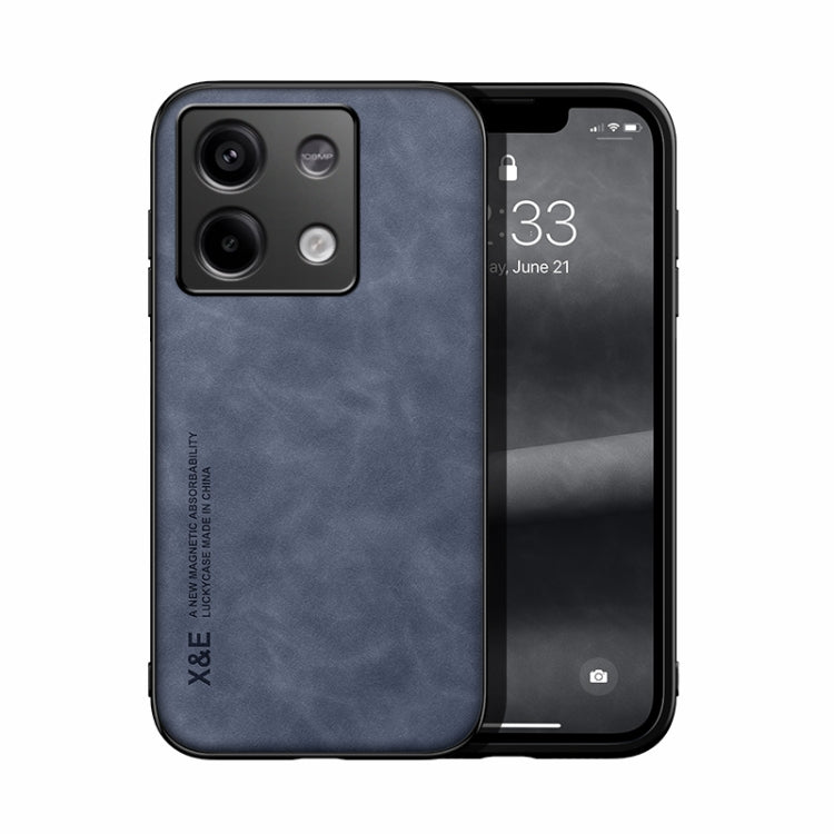 For Xiaomi Redmi Note 13 5G Skin Feel Magnetic Leather Back Phone Case(Blue) - Note 13 Cases by PMC TechLife | Online Shopping South Africa | PMC TechLife | Buy Now Pay Later Mobicred
