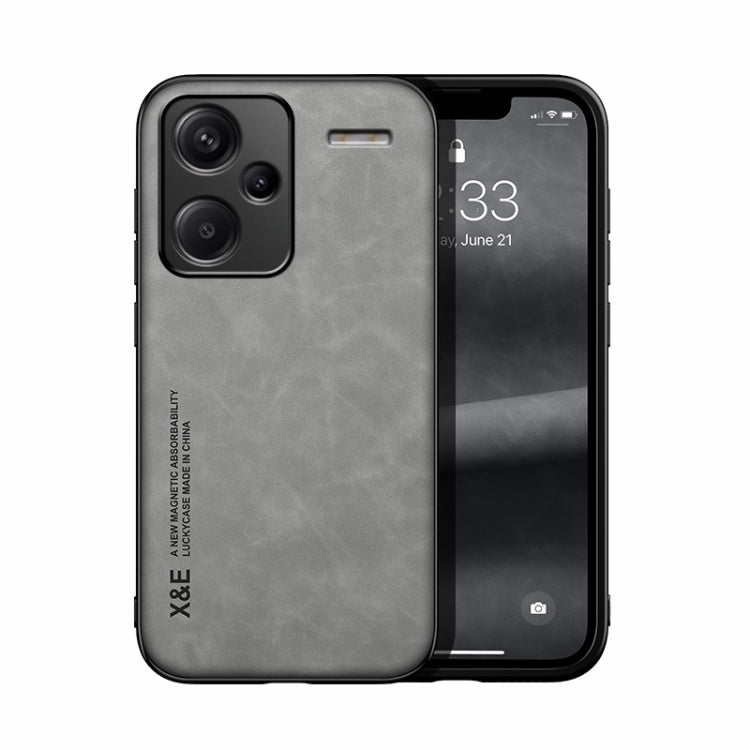 For Xiaomi Redmi Note 13 Pro+ 5G Skin Feel Magnetic Leather Back Phone Case(Light Grey) - Note 13 Pro+ Cases by PMC TechLife | Online Shopping South Africa | PMC TechLife | Buy Now Pay Later Mobicred