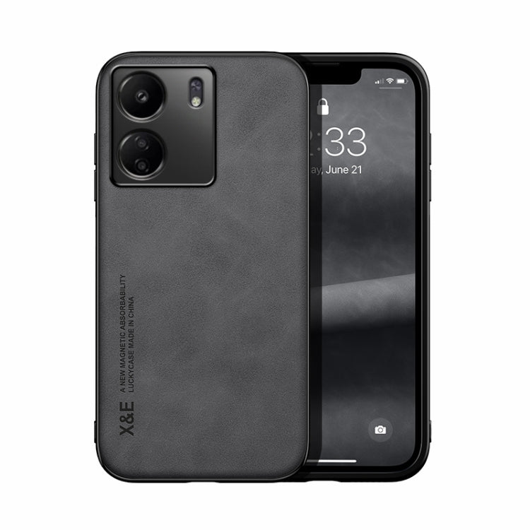 For Xiaomi Redmi 13C Skin Feel Magnetic Leather Back Phone Case(Dark Grey) - 13C Cases by PMC TechLife | Online Shopping South Africa | PMC TechLife | Buy Now Pay Later Mobicred