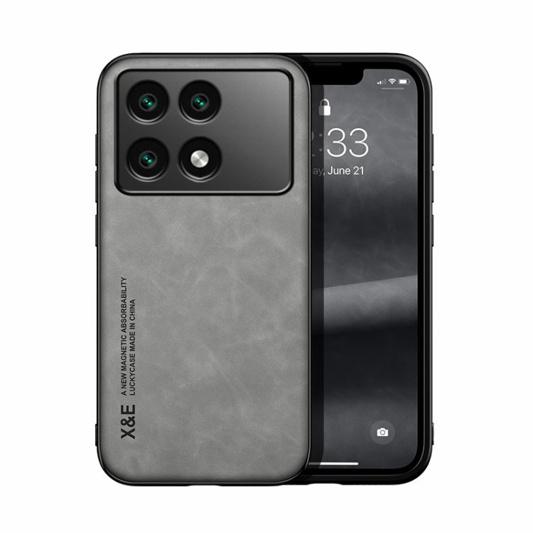 For Xiaomi Redmi K70E Skin Feel Magnetic Leather Back Phone Case(Light Grey) - K70E Cases by PMC TechLife | Online Shopping South Africa | PMC TechLife