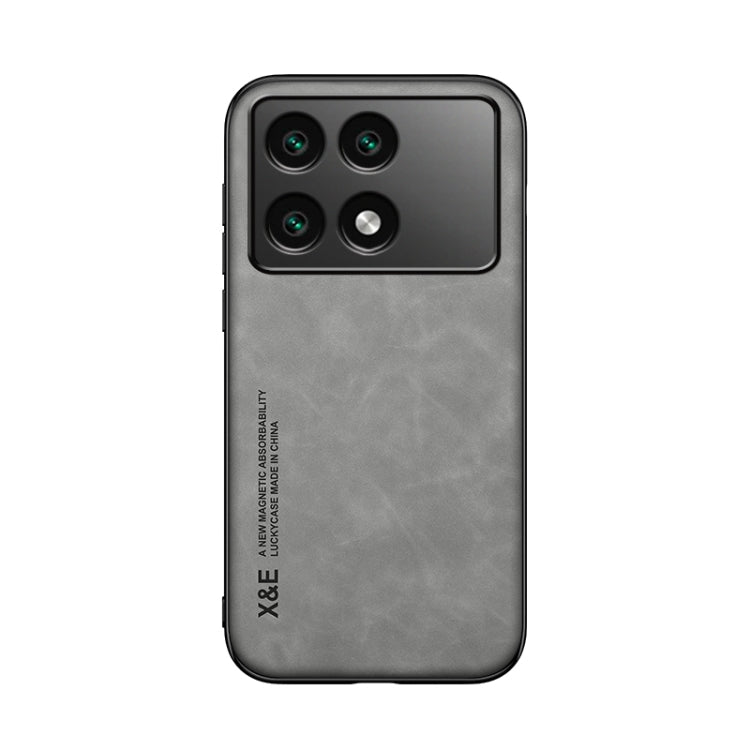 For Xiaomi Redmi K70E Skin Feel Magnetic Leather Back Phone Case(Light Grey) - K70E Cases by PMC TechLife | Online Shopping South Africa | PMC TechLife