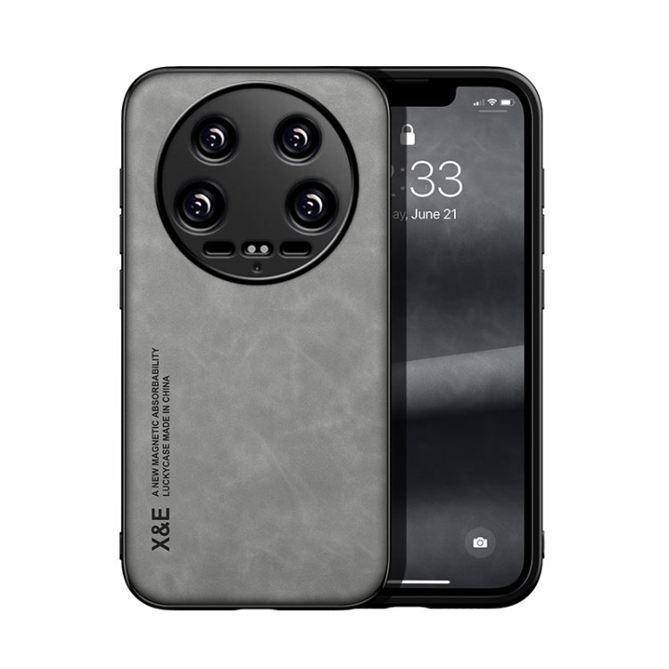 For Xiaomi 14 Ultra Skin Feel Magnetic Leather Back Phone Case(Light Grey) - 14 Ultra Cases by PMC TechLife | Online Shopping South Africa | PMC TechLife | Buy Now Pay Later Mobicred
