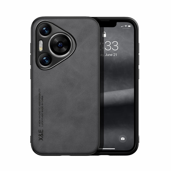 For Huawei Pura 70 Pro Skin Feel Magnetic Leather Back Phone Case(Dark Grey)