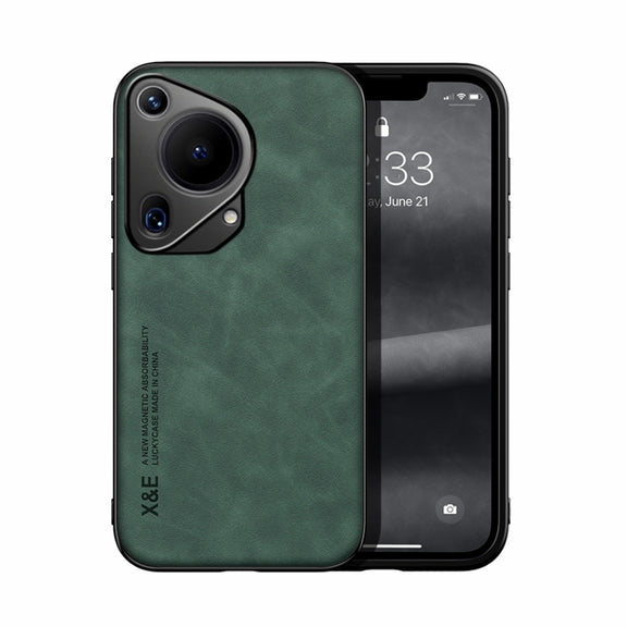 For Huawei Pura 70 Ultra Skin Feel Magnetic Leather Back Phone Case(Green)