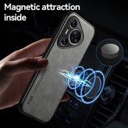 For Huawei Pura 70 Pro Skin Feel Magnetic Leather Back Phone Case(Dark Grey)