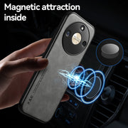 For Honor Magic6 Pro Skin Feel Magnetic Leather Back Phone Case(Dark Grey)