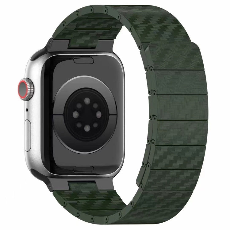 For Apple Watch Series 9 41mm Carbon Fiber Magnetic Loop Watch Band(Official Green) - Watch Bands by PMC TechLife | Online Shopping South Africa | PMC TechLife