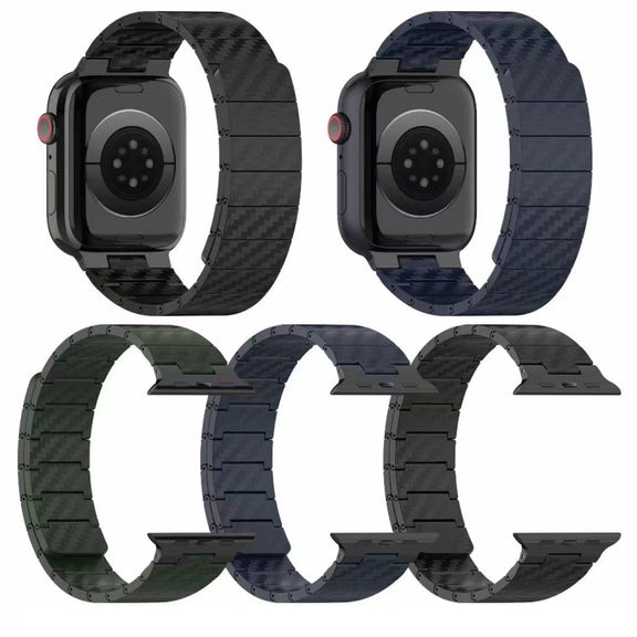For Apple Watch SE 2023 44mm Carbon Fiber Magnetic Loop Watch Band(Midnight Blue)