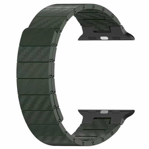 For Apple Watch Series 9 41mm Carbon Fiber Magnetic Loop Watch Band(Official Green)