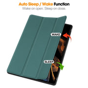 For Samsung Galaxy Tab S10 Ultra / S9 Ultra 3-Fold Pure Color TPU Smart Leather Tablet Case with Pen Slot(Dark Green)