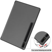 For Samsung Galaxy Tab S10 Ultra / S9 Ultra 3-Fold Pure Color TPU Smart Leather Tablet Case with Pen Slot(Grey)