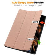 For Samsung Galaxy Tab S10 Ultra / S9 Ultra 3-Fold Pure Color TPU Smart Leather Tablet Case with Pen Slot(Rose Gold)